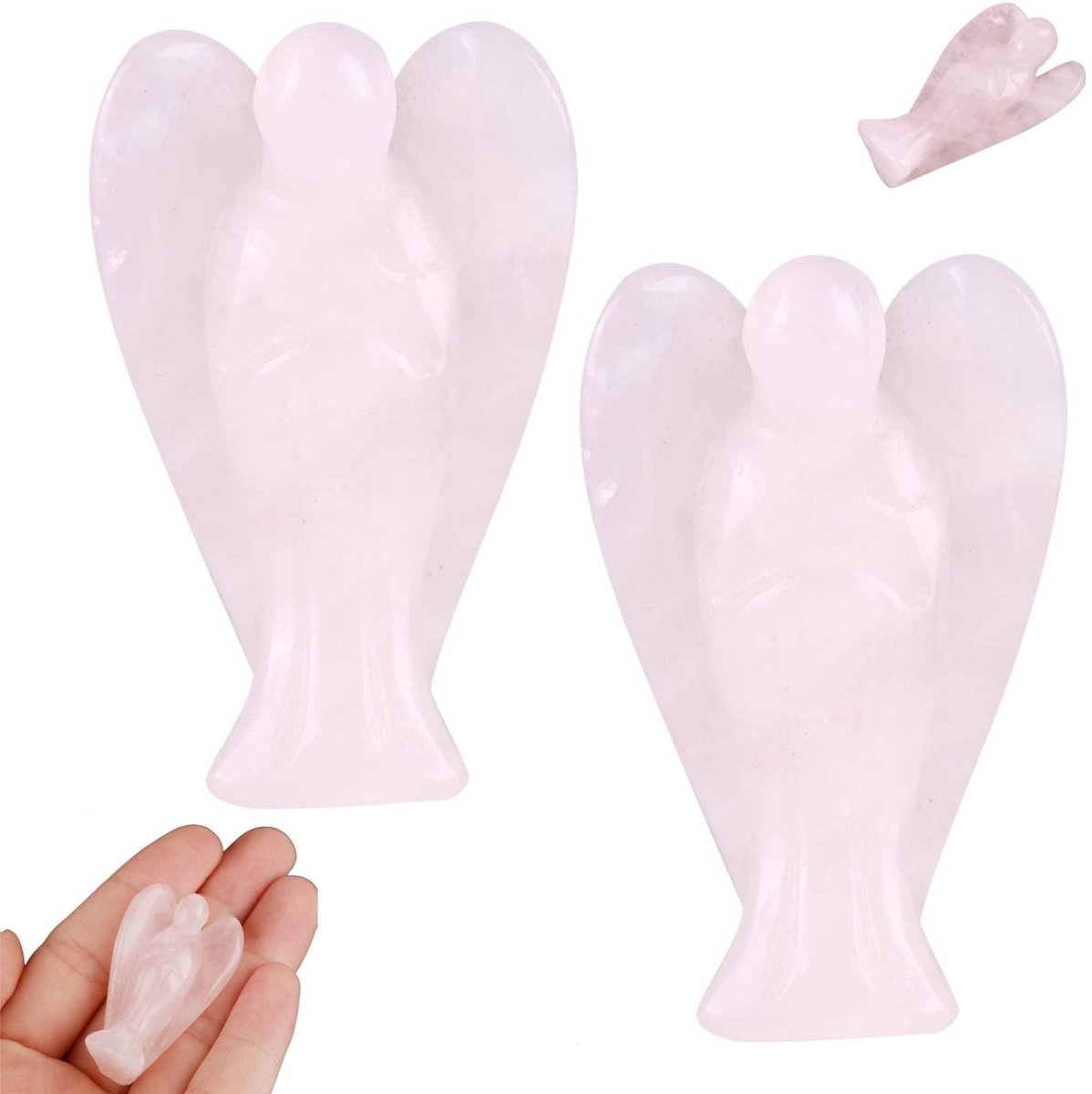 Dailygoods - Set van 2 Rozenkwarts Engel Beeldjes voor Genezing