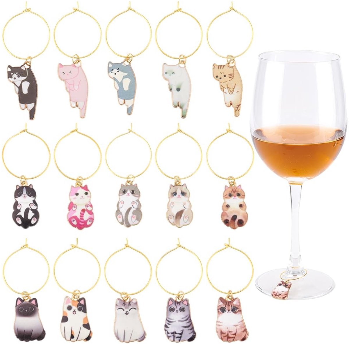 Dailygoods- Wijnglas Charms 15 Stijlen - Wijn Markers - Dieren Drinken Tags - Hoepel Ringen - Feestgunsten - Bruiloft Decor - Wijnmarkers
