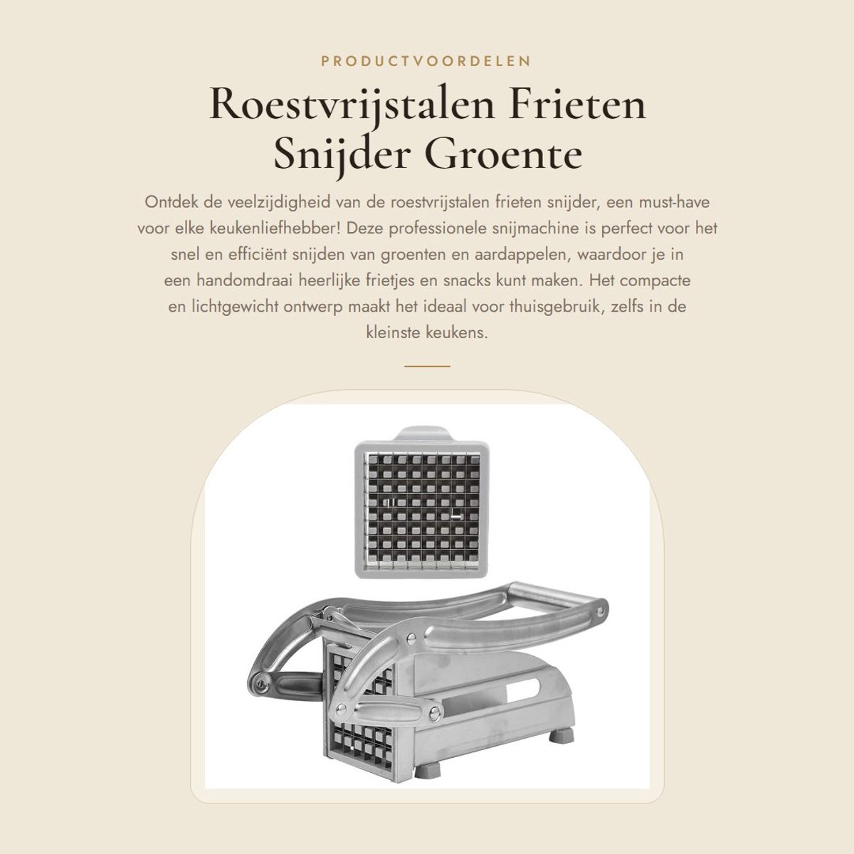 Dailygoods- Frietsnijder Roestvrij staal - Groentesnijder - Aardappelsnijder - Professionele Snijmachine - Keukenaccessoire - Comfortabel ontwerp