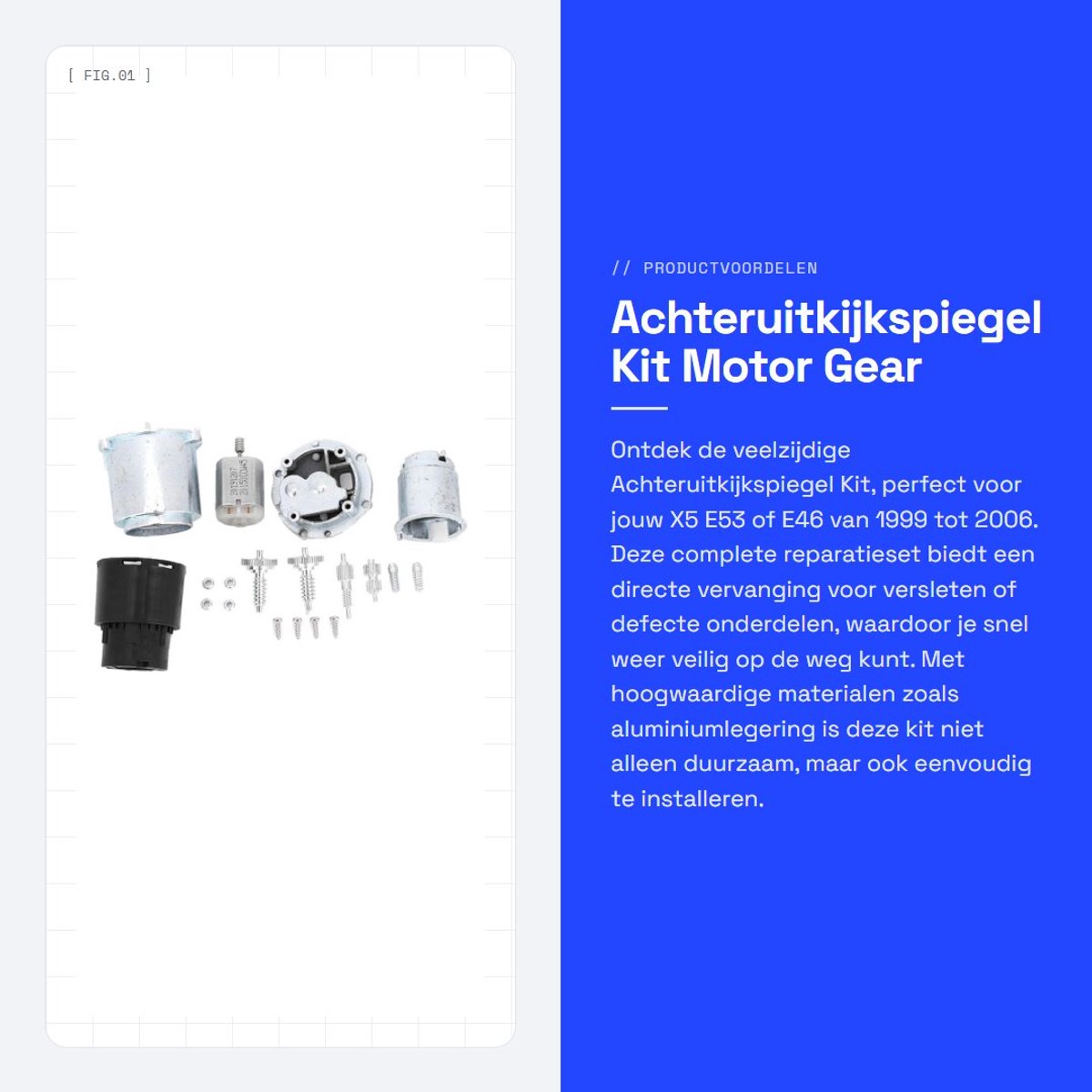 Dailygoods- Achteruitkijkspiegel Kit - Reparatieset Buitenspiegel - Aluminiumlegering - Geschikt voor X5 E53/E46 1999-2006 - Eenvoudige Installatie - Hoge Sterkte en Duurzaamheid