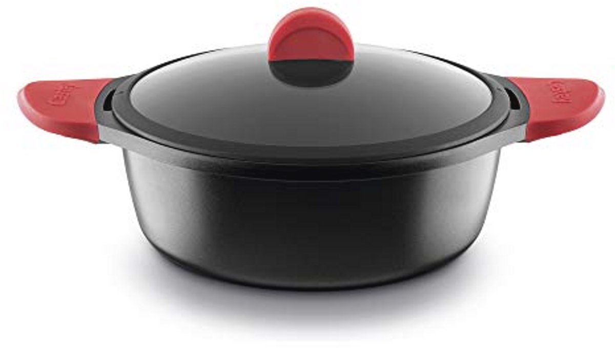 Braadpan Aluminium Kookpan Langzaam Garen Geïntegreerde Handgrepen 24 cm Zwart