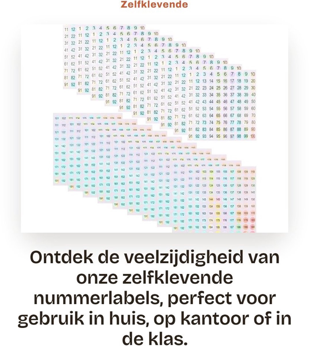 Dailygoods- Genummerde Labels 20 Vellen - Zelfklevend - PVC - Waterdicht - Voor Thuis/Office - 1 tot 200 Nummering - Nummerstickers