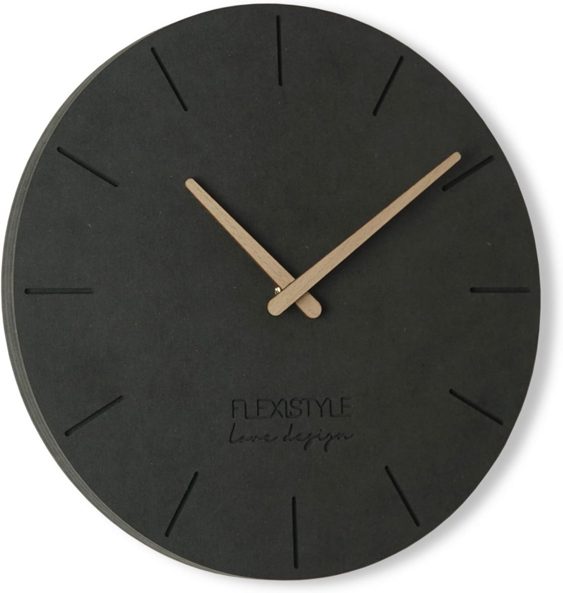 Wandklok - Stille Klok - Woonkamer Decoratie - Eco HDF Materiaal - 30 cm - Zwart
