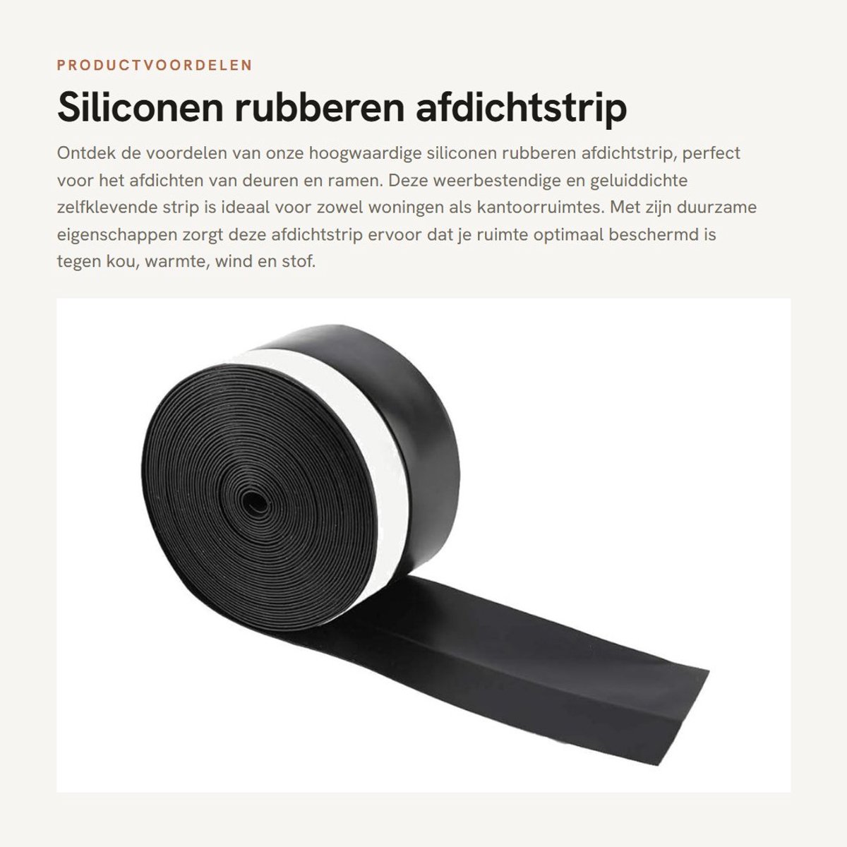 Dailygoods- Afdichtstrip Hoogwaardig Siliconenrubber - Zelfklevend - Weerbestendig - Geluiddicht - Instelbare Lengte 5 Meter - Duurzaam - Weerstrip