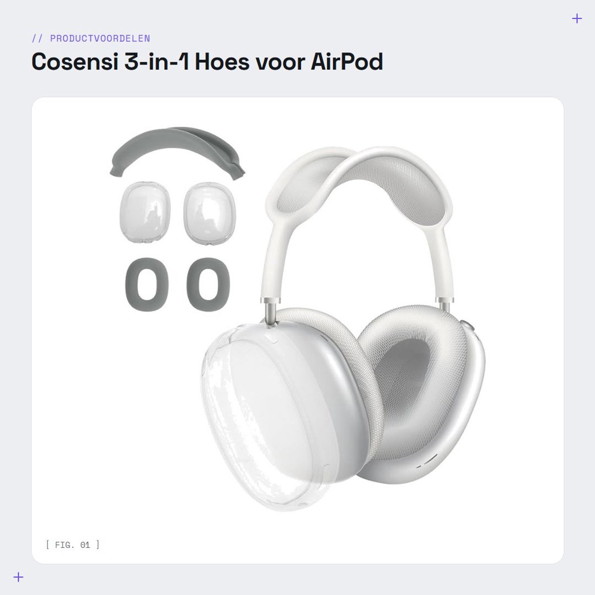 Dailygoods - 3-in-1 Hoes voor AirPod Max met Siliconen Oorkussens