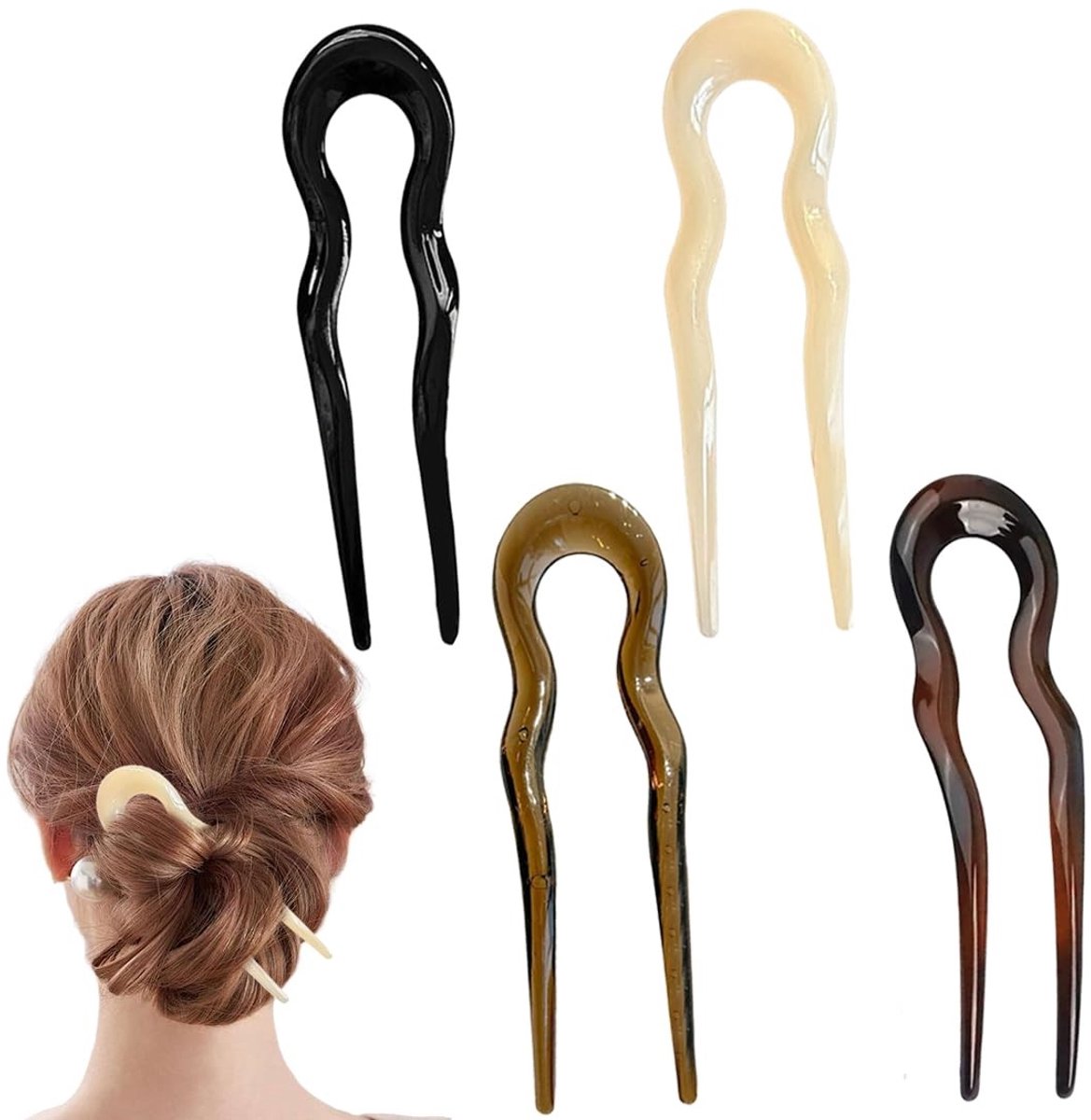 Dailygoods- Haarspeld 4 Stuks - U-vormige Haarspelden - Franse Haarspelden - Grote Haarspeld - Hoofdtooi voor Vrouwen - Geschikt voor Alle Haartypes - Haarklem