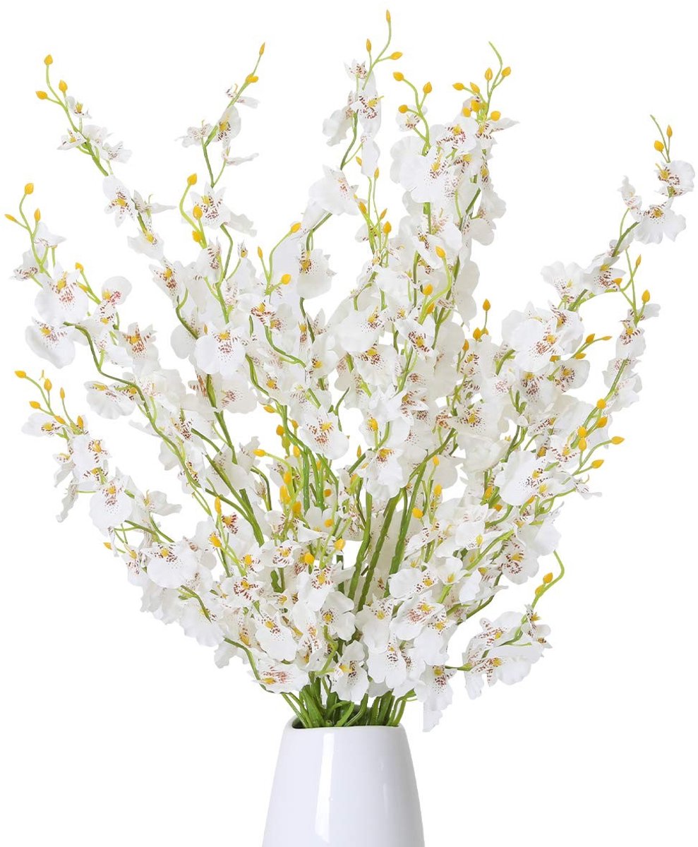 Dailygoods- Orchideeën 12 Stuks - Kunstbloemen Zijde - Dansende Orchideeën - Woondecoratie - Hoogte 97 cm - Kleurvariaties beschikbaar