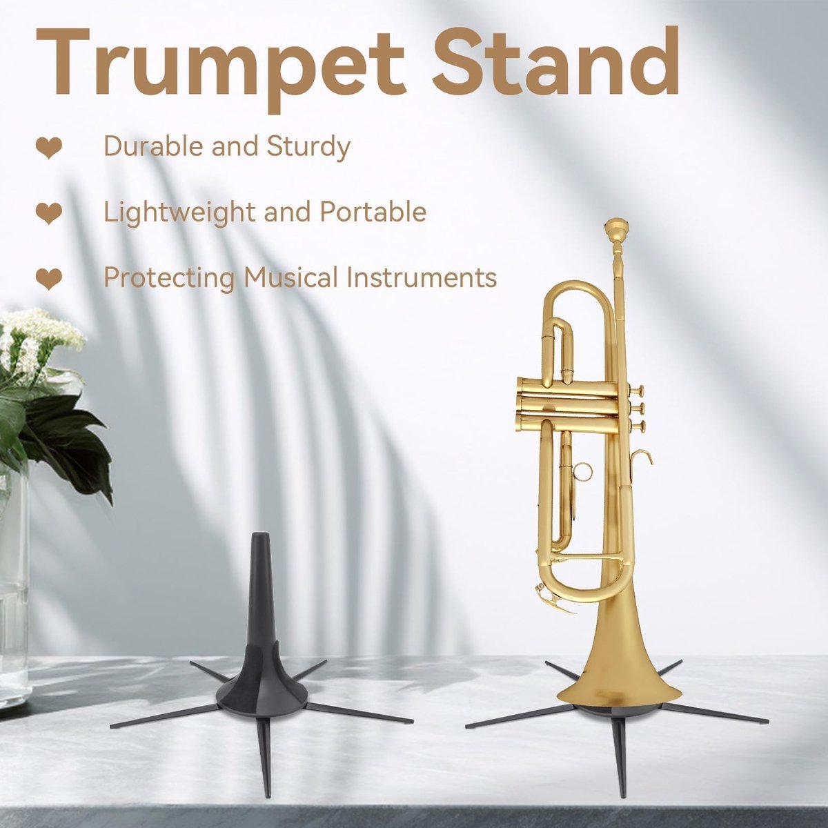 Dailygoods- Trompetstandaard Draagbaar - Opvouwbare Standaard - Steunhouder - Vijf Poten - Schokbestendig - Lichtgewicht - Altsaxofoon