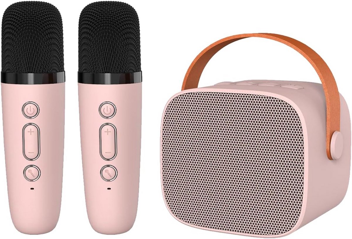 Karaoke Machine - Draagbare Speaker - Feest Muziek - Met LED Licht - Lichtgewicht 431g - Roze