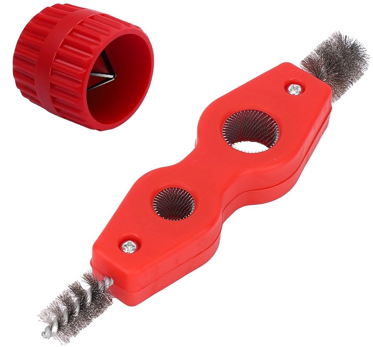 Dailygoods- Buisontbramer 4-in-1 - Roestvrij Staal - Reinigingsborstel - Dubbele Kop - Geschikt voor PVC/Verchroomde Buizen - Compact Ontwerp - Pijpreiniger
