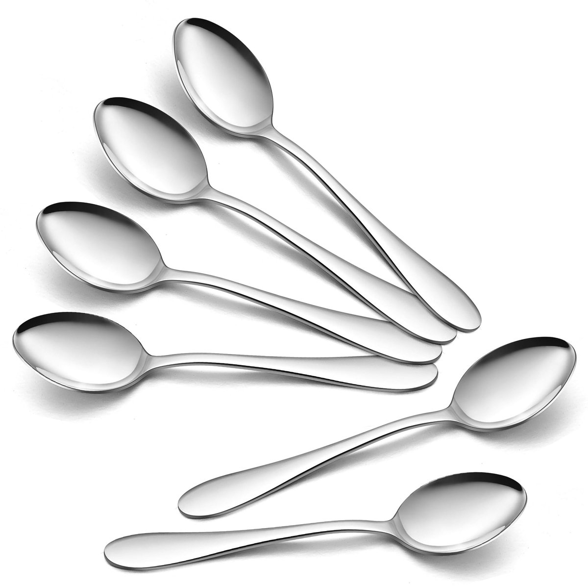 Dailygoods- Koffielepels 6-delig - Roestvrij Staal - Ergonomische Handgreep - Hoogglans Gepolijst - Vaatwasmachinebestendig - 13,5 cm - Theelepels