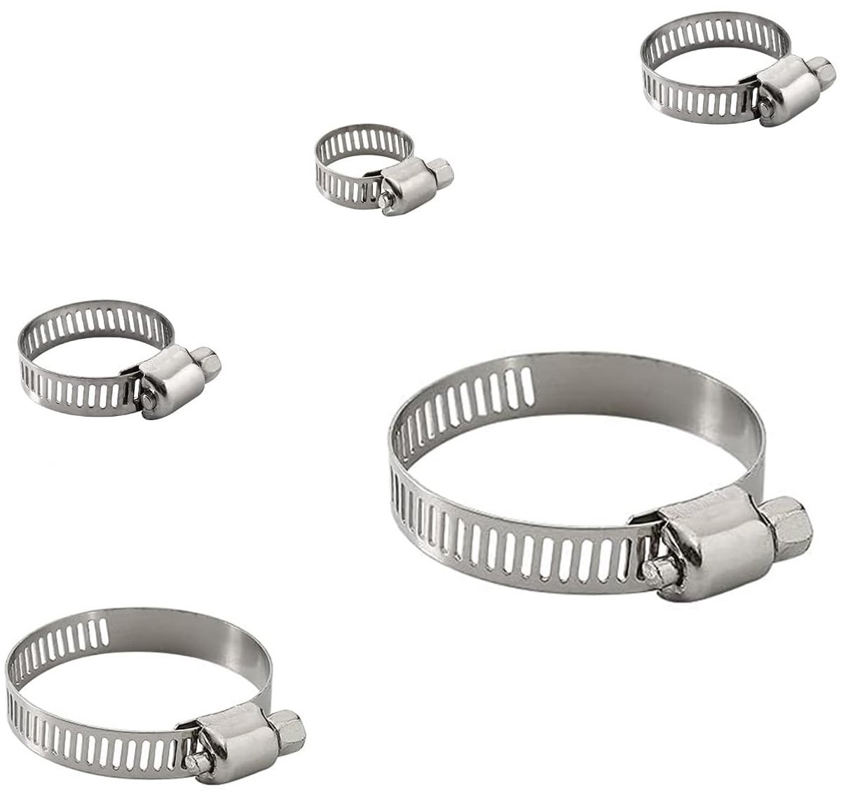 Dailygoods- Pijpklemmen 20 Stuks - Slangklemmen RVS - Verstelbaar - Huishoudelijke Beveiligingskabel - Intercooler/Buis - 5 Maten - Slangklem