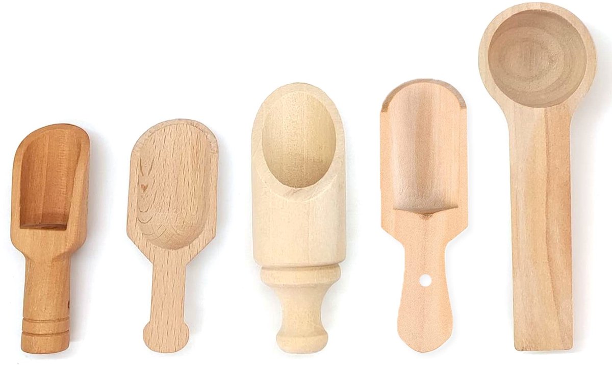 Dailygoods- Mini-Lepels - Houten Koffielepel - Zoutschep/Kruidenschep - Meelschepje - Multifunctioneel - Hoge Kwaliteit - Licht en Draagbaar - Lepel