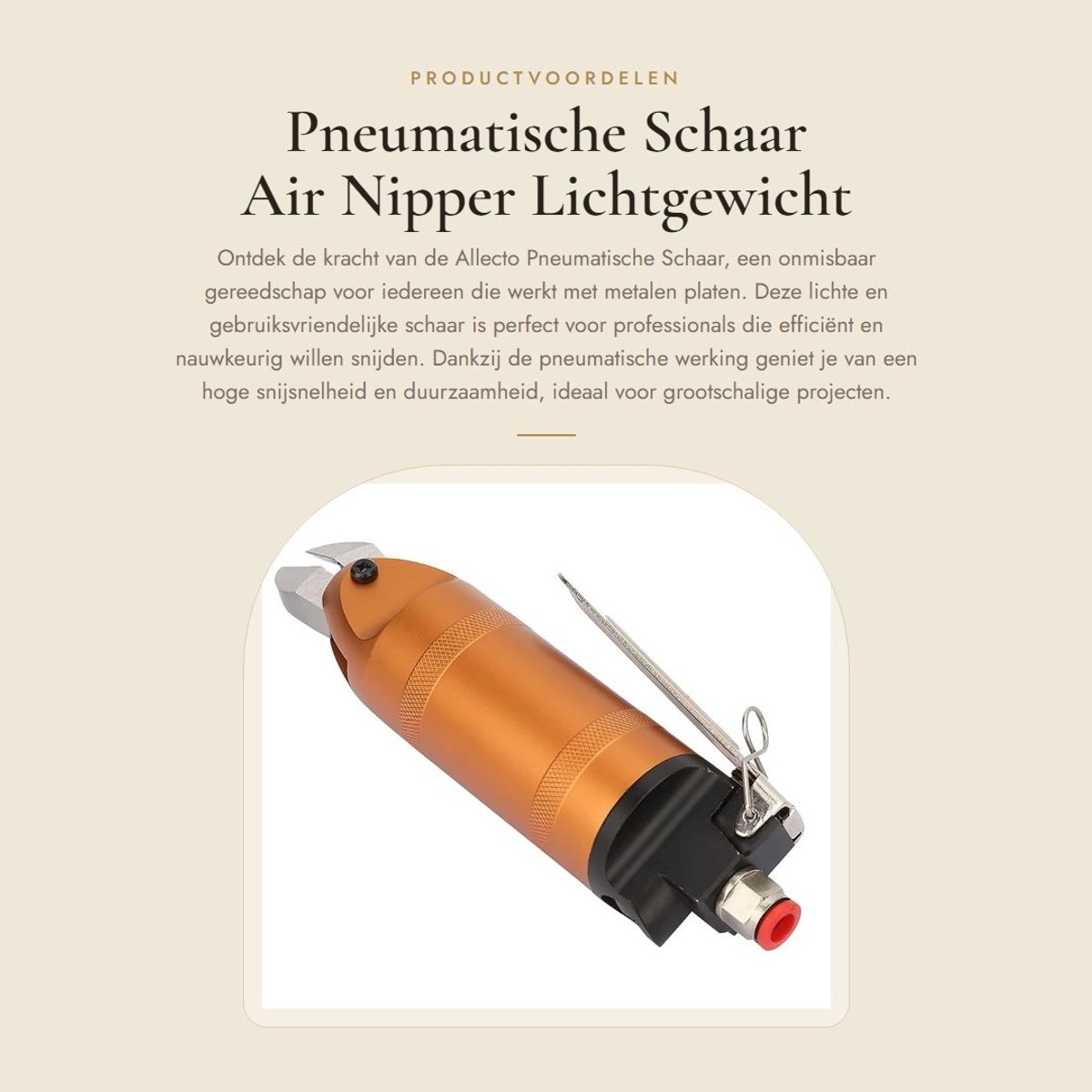 Dailygoods- Pneumatische Schaar Lichtgewicht - Pneumatische Snijkop - Metalen Plaat Snijmachine - Duurzaam - Handbediening - Vervangbare Snijkop - Lucht Schaar
