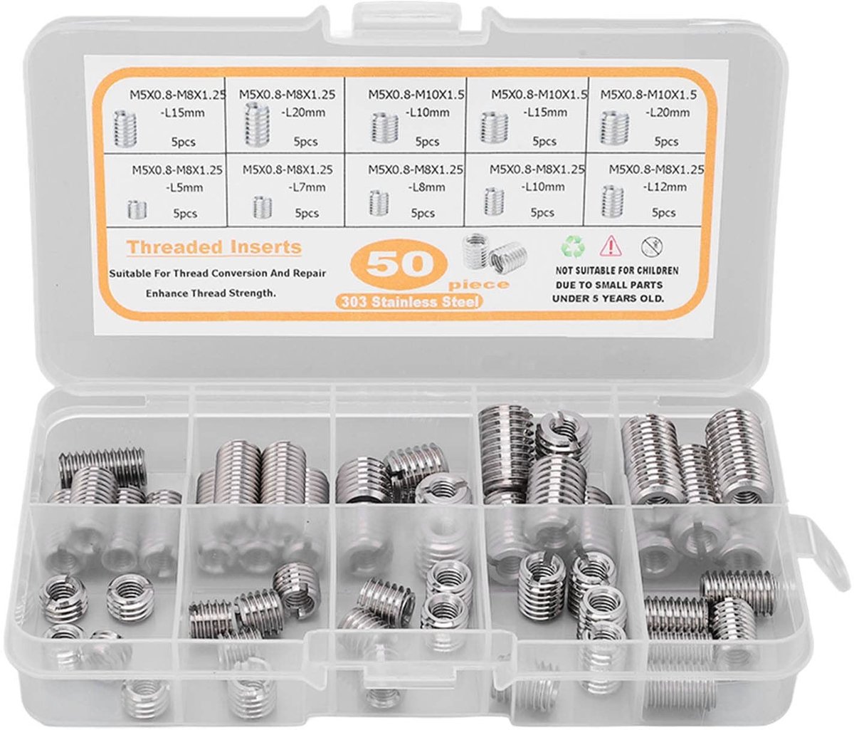 Dailygoods- Inzetmoer Draadreparatie - Bevestigingsmiddel - Roestvrij Staal - Corrosiebestendig - Stevig - Voor Luchtvaart/Auto - Schroefinzet