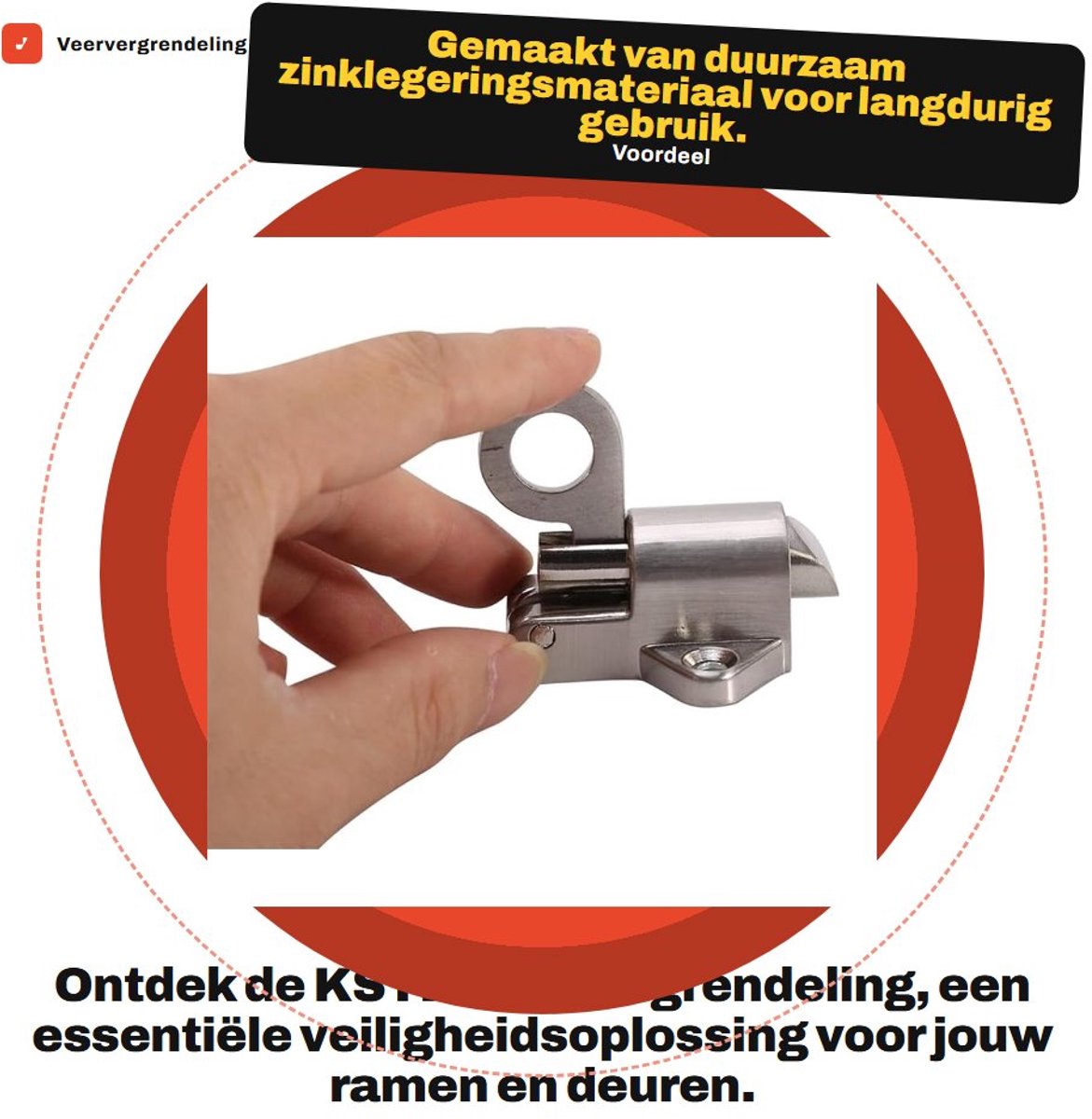 Dailygoods- Veer Vergrendeling Hoogwaardige Zinklegering - Veiligheidsdeur - Terugslagring - Eenvoudige Installatie - Aluminium Deurbouten - Duurzaam en Praktisch - Deurslot