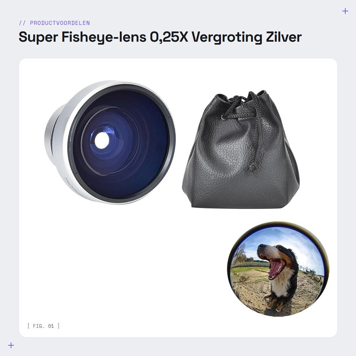 Dailygoods- Fisheye-lens 0,25x - Extra Lens 37 mm - Aluminiumlegering - Optisch Glas - Super Fisheye-effect - Inclusief Opbergtas - Camera Lens