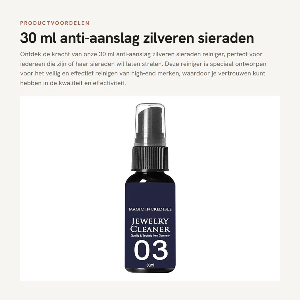 Dailygoods- Sieradenreiniger Plantenextractformule - Zilveren/Gouden Sieraden - Ultrasoon Reiniging - Vloeistof 30ML - Veilig en Niet Giftig - Gemakkelijk te Spoelen - Sieradenpoetsmiddel