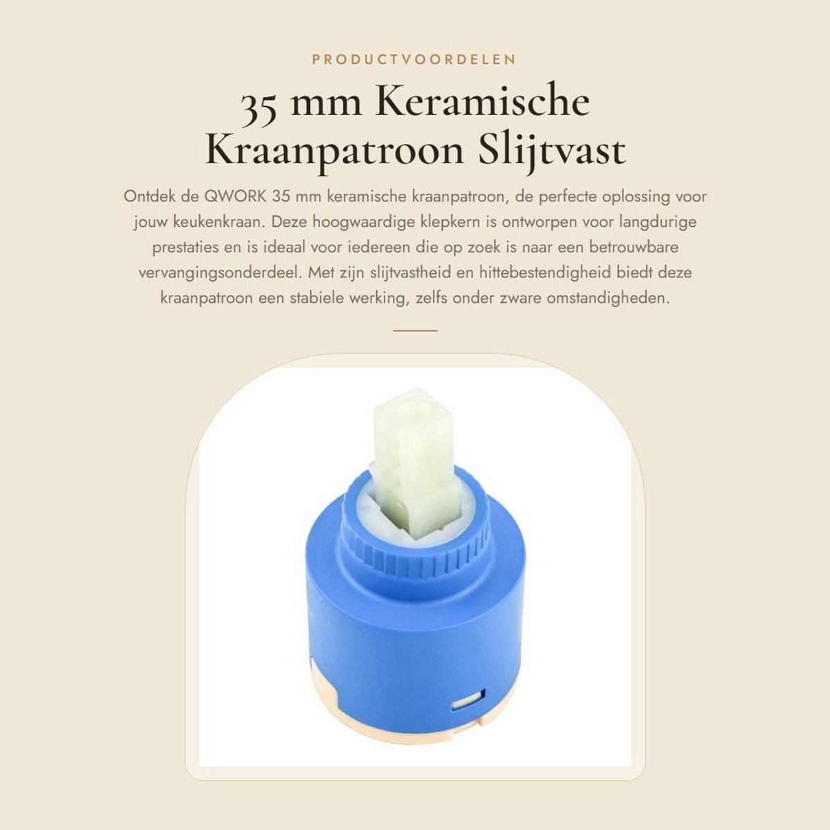 Dailygoods- Keramische Kraanpatroon 35 mm - Slijtvast/Hittebestendig - Warm/Koud Schakelventiel - Geschikt voor Keukenkraan - Versterkte Behuizing - Eenvoudige Installatie - Kraanonderdeel