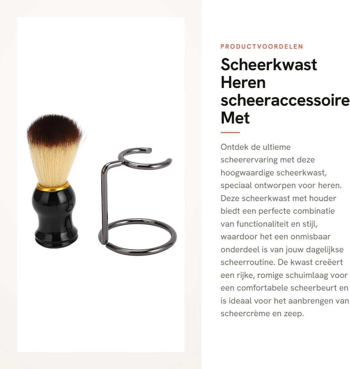 Dailygoods- Scheerkwast met houder - Scheerkwast set - Scheerzeep voor mannen - Scheerkom - Baardborstel - Heren scheeraccessoires - Scheerborstel