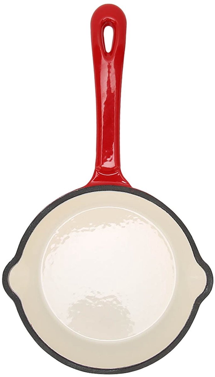 Dailygoods- Koekenpan Gietijzer - Diepe Braadpan - Antiaanbaklaag - 18 cm Diameter - Voor Inductie/Gas/Oven - Duurzaam en Stevig
