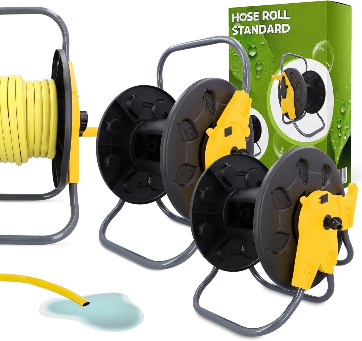 Slangenwagen Tuinslang - Slanghaspel Houder - Tuin Water Geven - Anti-Knik Systeem - 60 Meter Capaciteit - Grijs