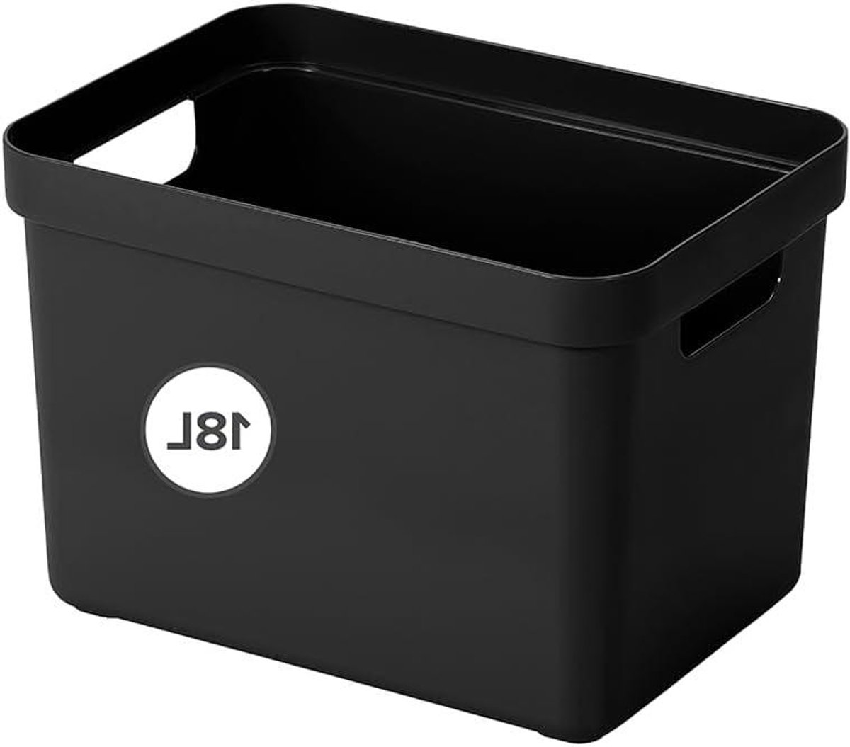 Opbergbox - Bewaarbox Handgrepen - Spullen Opbergen - Stevige Kunststof - 18 Liter - Zwart