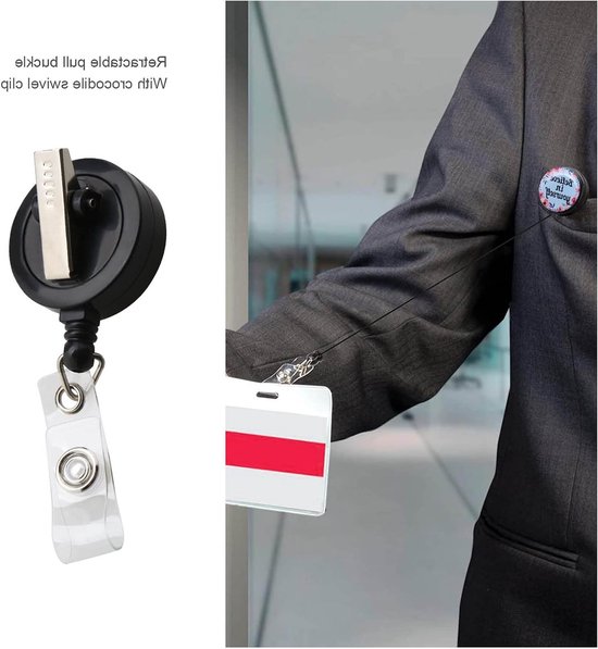 Retractable Badge Holder met 360 Graden Rotatie en Alligator Clip voor Kantoor, Dokters en Verpleegkundigen - 5 Stuks ID Badge Reels voor School en Werk van Merkloos — afbeelding 2