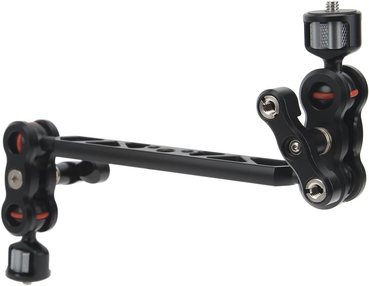 Verstelbare 34cm Frictie Magic Arm met Super Clamp voor Camera en LED Verlichting - Aluminium CNC Geanodiseerd, Ideaal voor Fotografie en Videoproductie