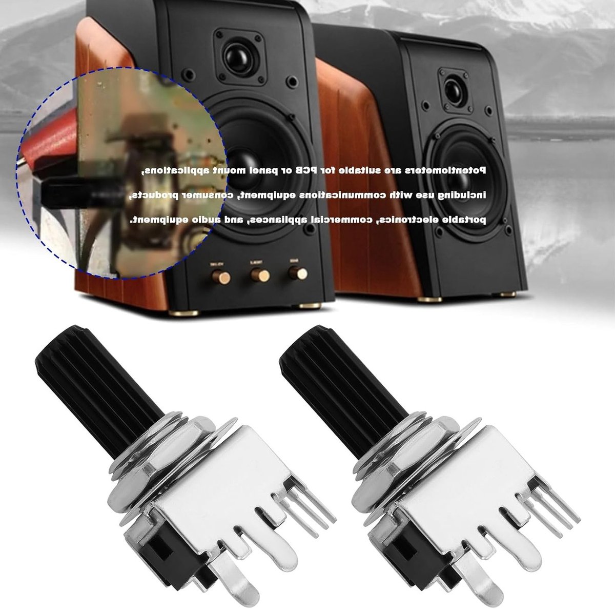 10 Stuks 9mm Logaritmische Potentiometer 100K Ohm met 6mm Serrated Shaft voor PCB en Paneelmontage, Geschikt voor Communicatieapparatuur