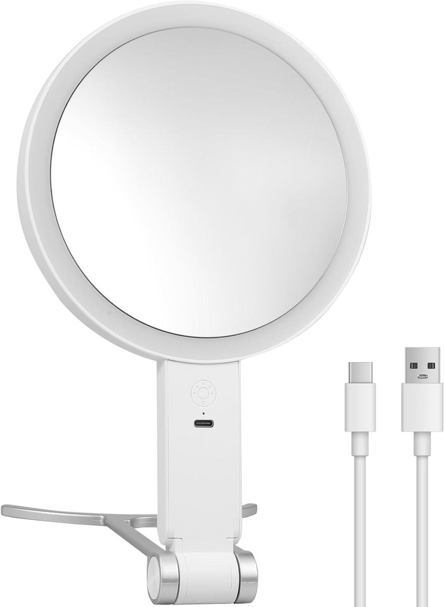 Make-upspiegel met Verlichting - Vergrotende Spiegels - Nauwkeurig Opdoen - Dubbelzijdig HD - 30x Vergroting - Wit