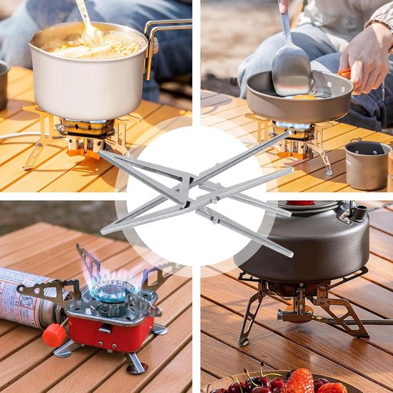 Opvouwbare Pannendrager - Pannenstandaard Kooktoestel - Kamperen Koken - Stabiel Vierhoekig Design - 8 x 4.3 x 3.5 cm - Zilver — afbeelding 3