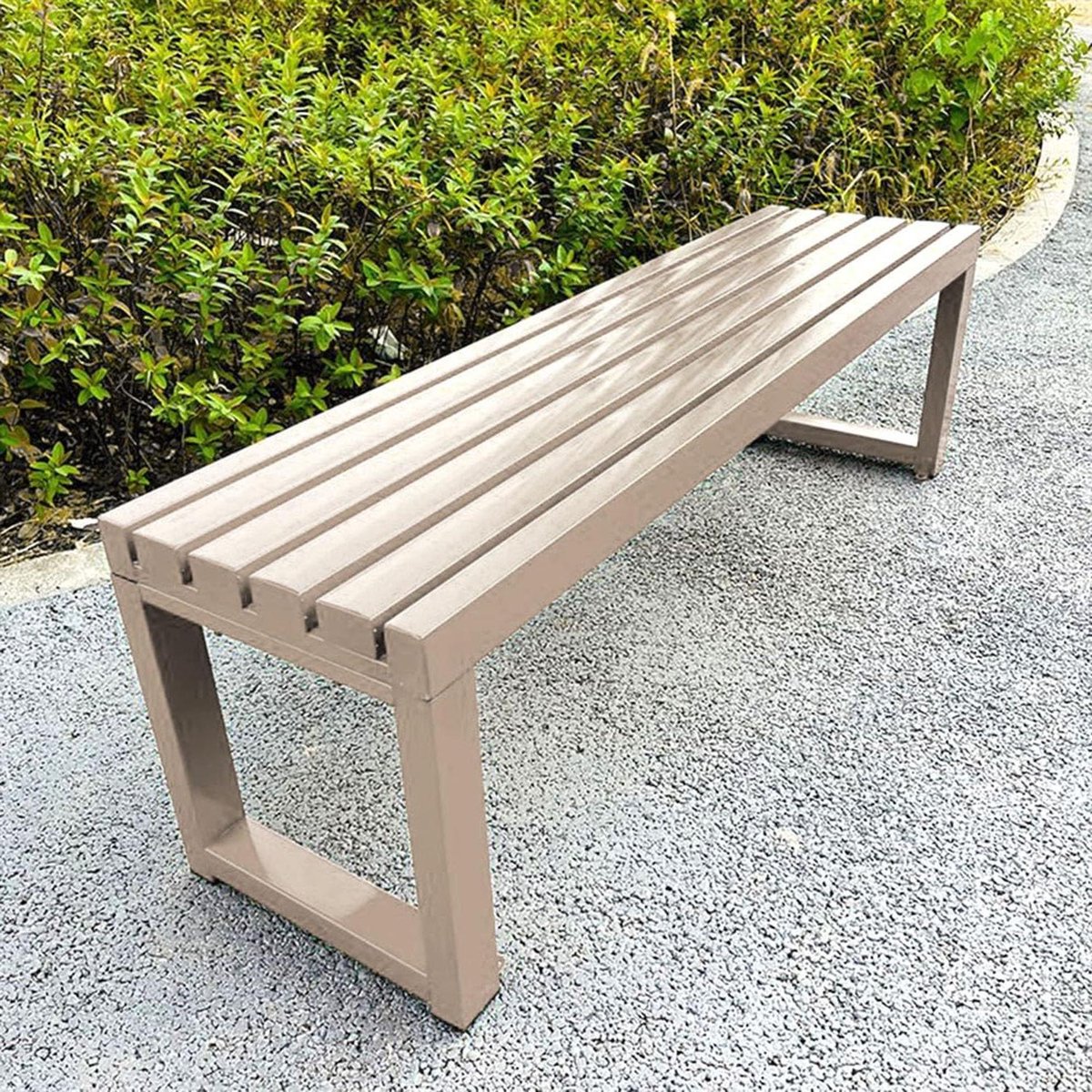Metalen Tuinbank - Buitenbank Parkbank - Ontspannen in de tuin - Weerbestendig staal - 150 cm breed - Kaki