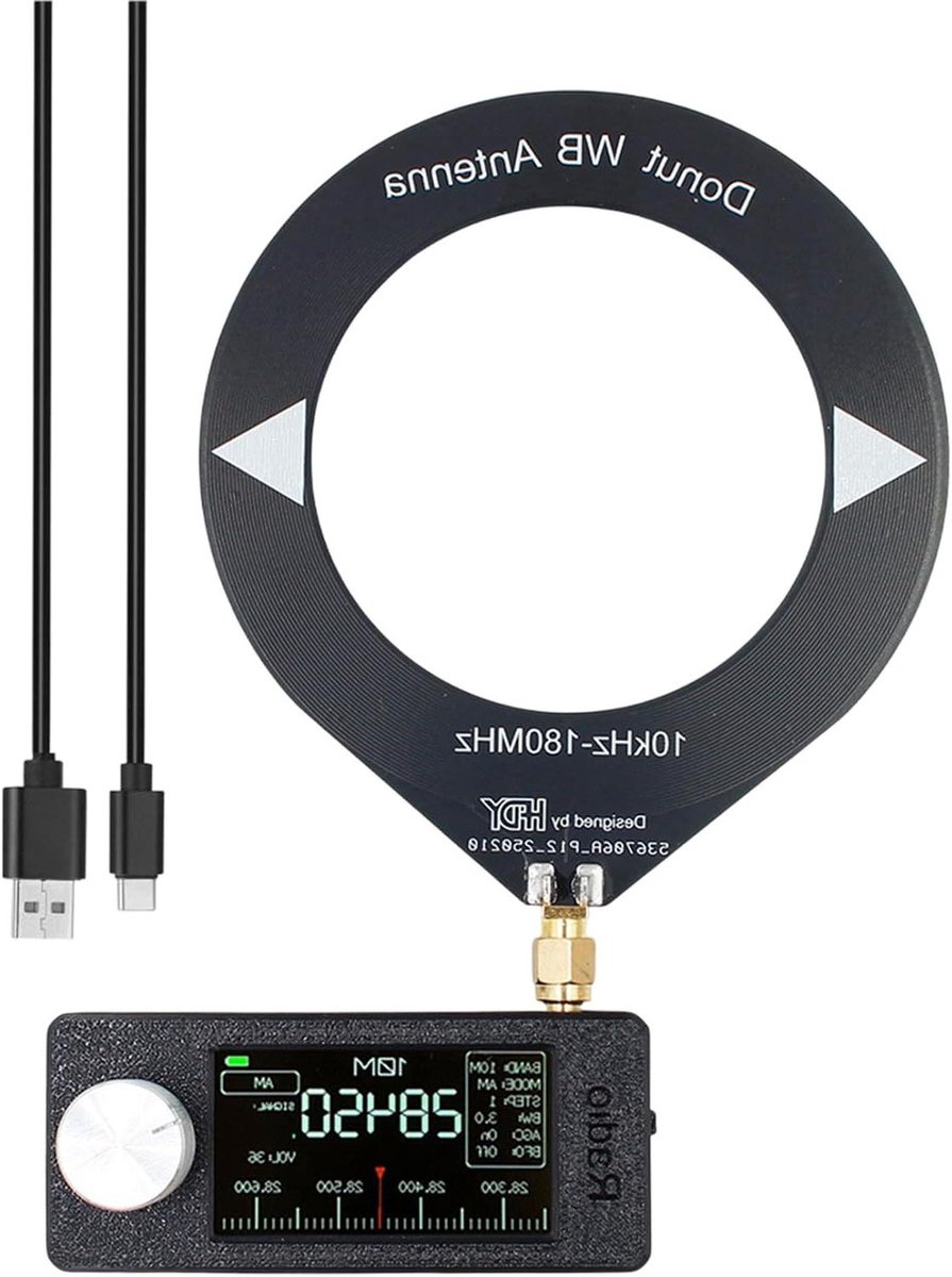 Draagbare Radio Ontvanger - Ham Radio Kortegolf - Luisteren naar Zenders - 1.9-inch IPS HD Scherm - Compact Formaat - Zwart