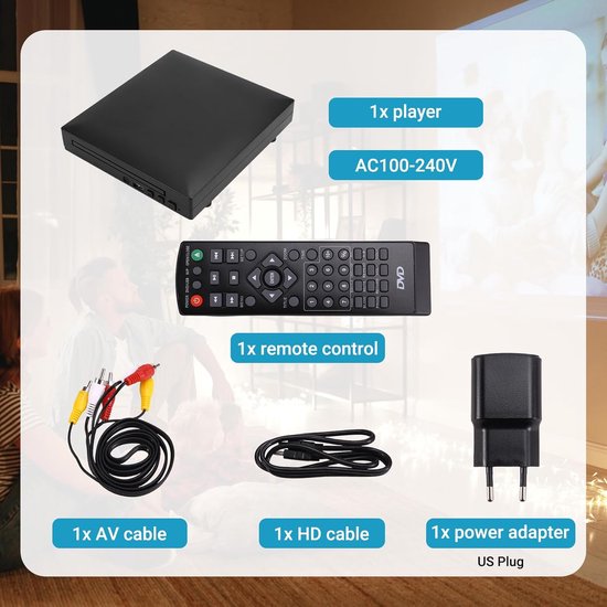 Mini DVD Speler - Multimediaspeler CD VCD - Films Kijken - Hoge Definitie 1080P - Compact Formaat - Zwart — afbeelding 4