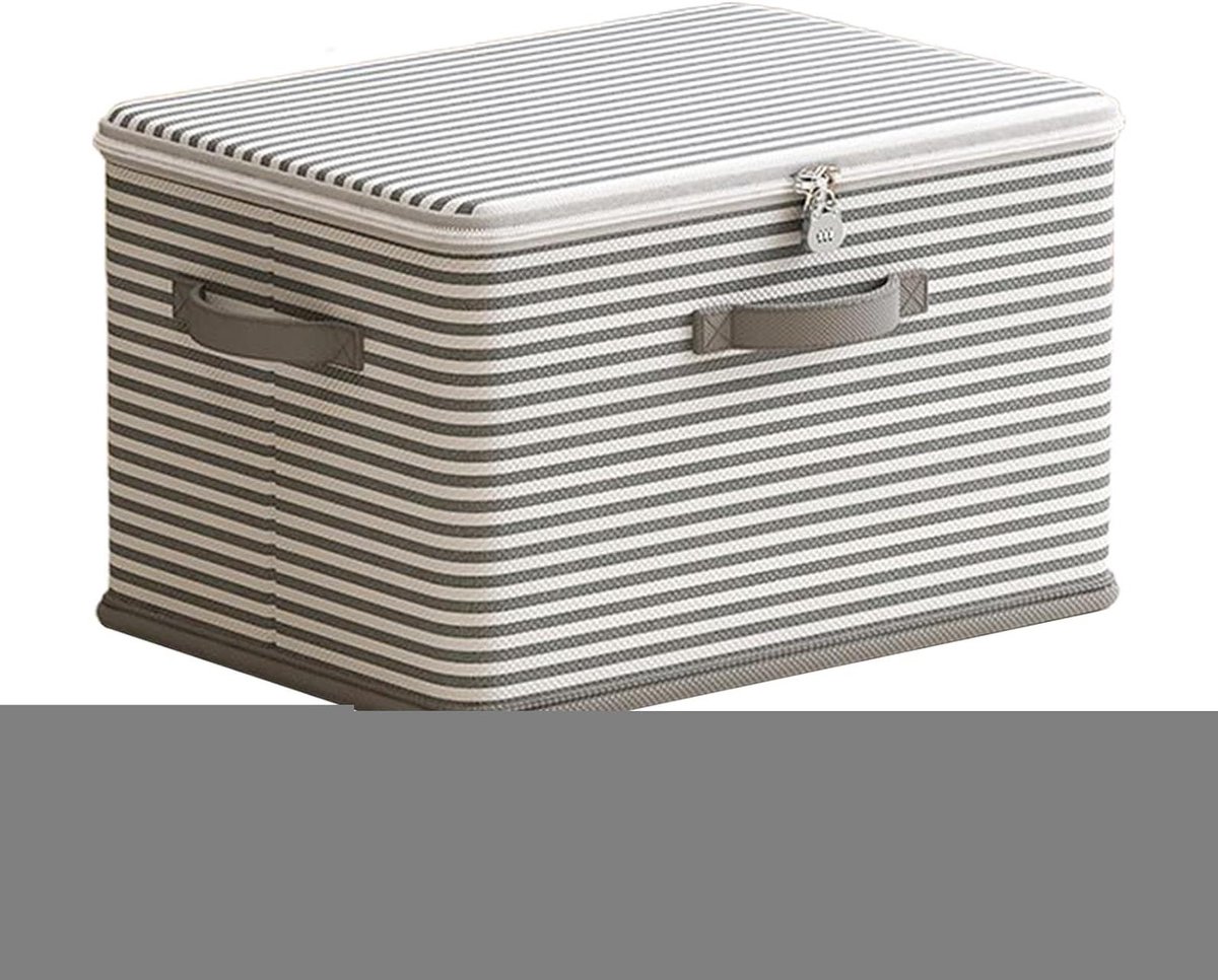 Opbergzak Dekbed - Dekentask Organizer - Ruimte Besparen - Afsluitbare Met Rits - 32 x 18 cm - Grijs Gestreept