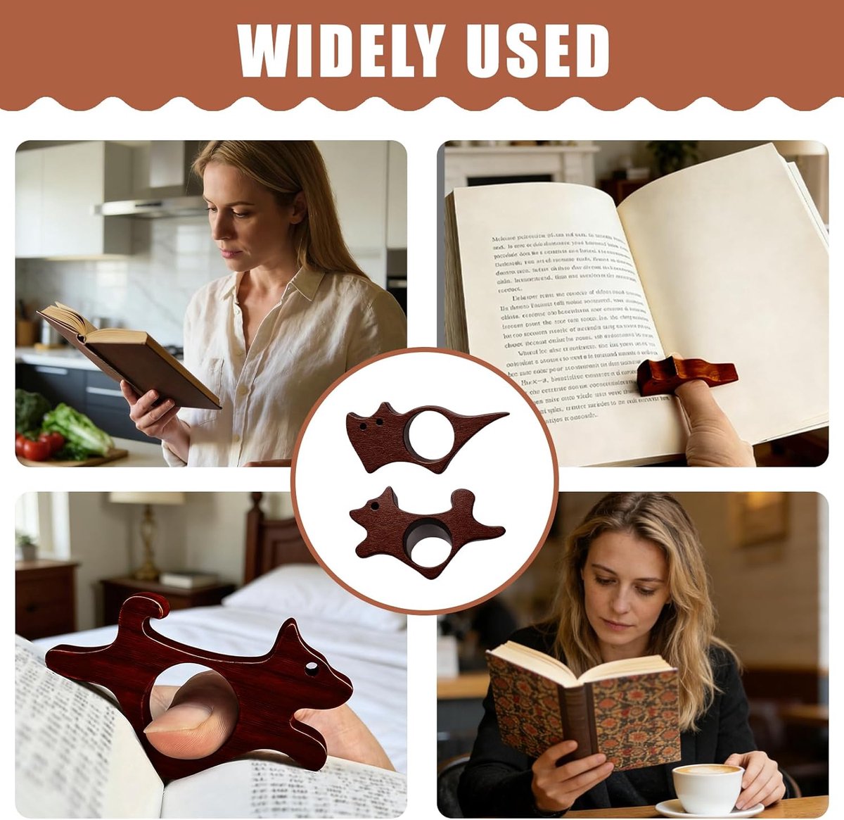 Set Van 2 Houten Duimlegger - Boek Openhouder - 22 mm - Paginahouder - Bladwijzer - Boekenpagina-houder - voor Paperbacks, Tijdschriften, Kookboeken - Cadeaus voor Lezers, Leraren, Studenten - Bruin — cadeau in Cadeau-ideeën - foto 6