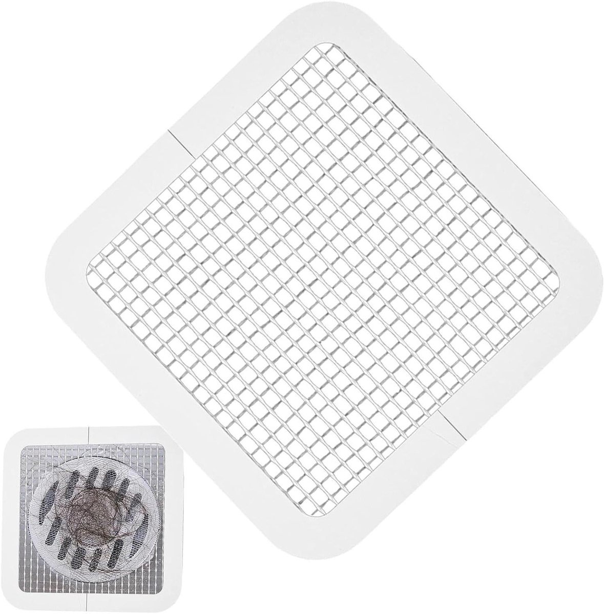 Haarvanger Doucheafvoer - Gootsteenzeef Mesh Sticker - Afvoer Beschermen - Krachtige Waterdichte Lijm - 110 mm - Wit