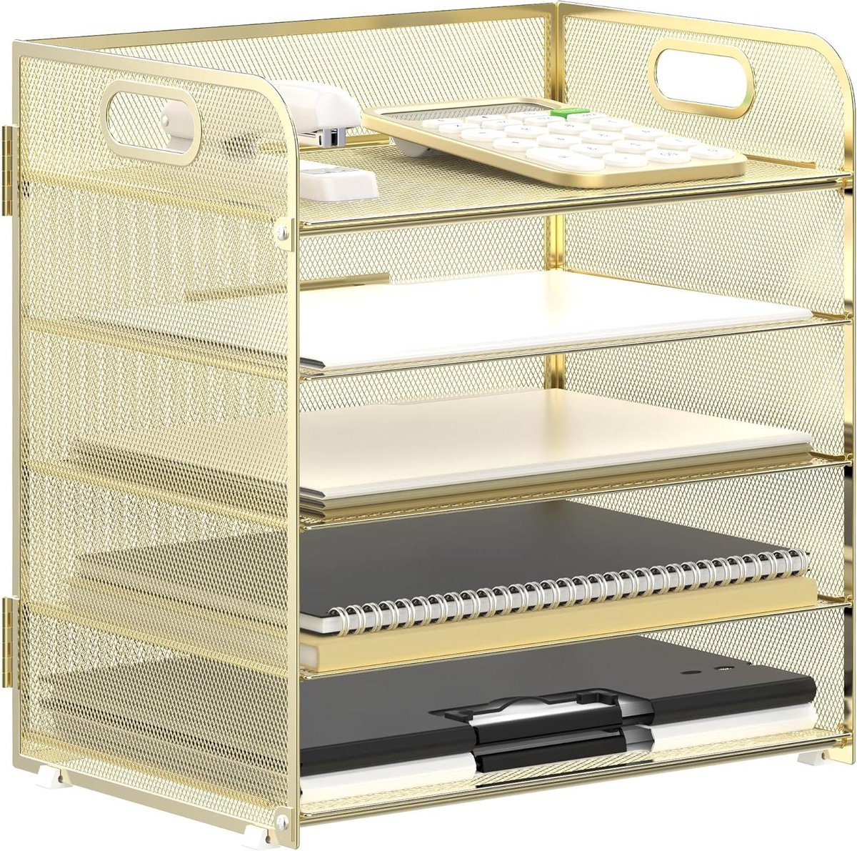 Papier Organizer - Brievenbak Lades - Bureau Organiseren - Met Handvat - 5 Laden - Goud