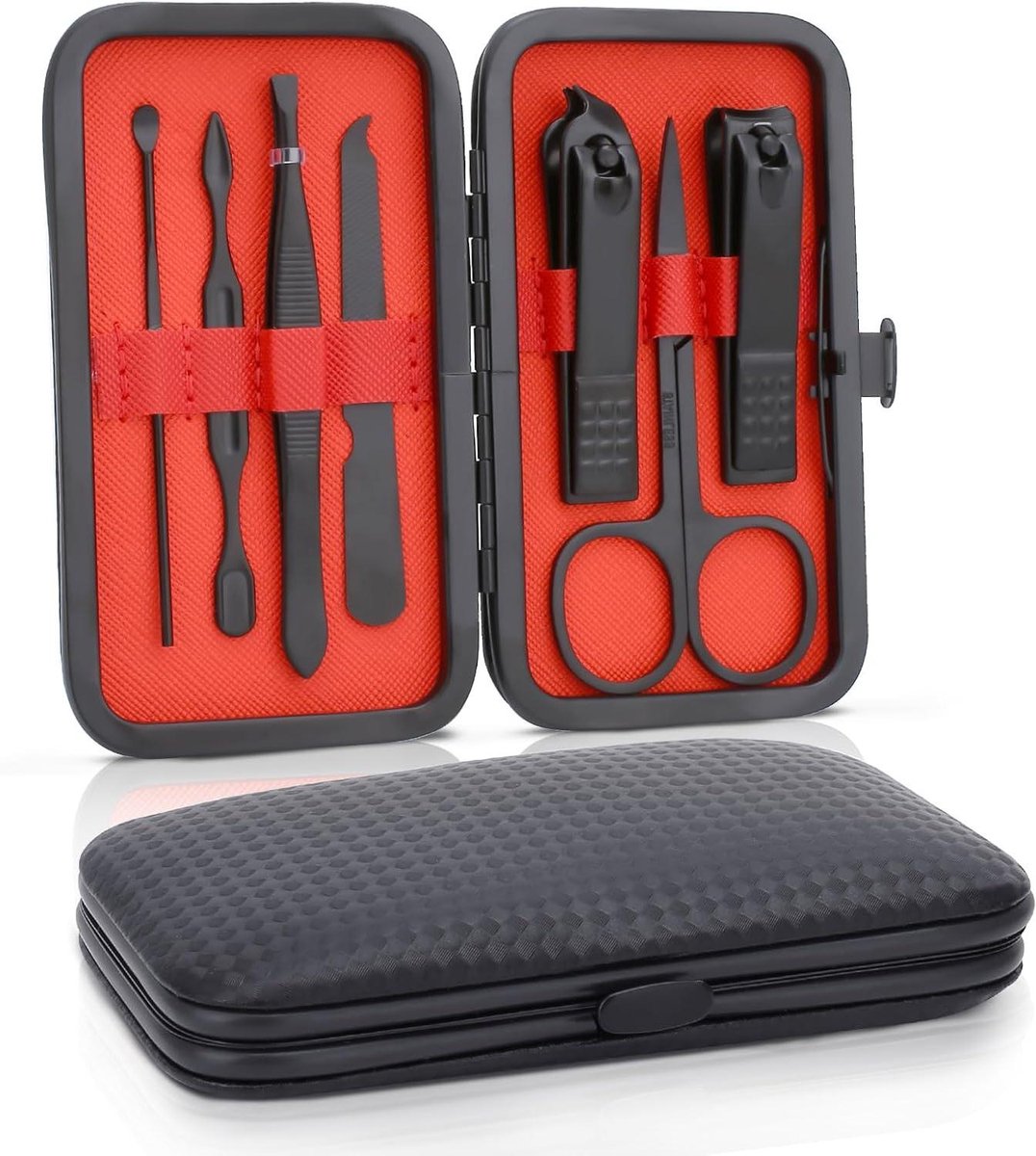 Manicure set - Nagelverzorging kit - Persoonlijke verzorging - 7-delige roestvrij staal - 155 x 113 cm - Zwart