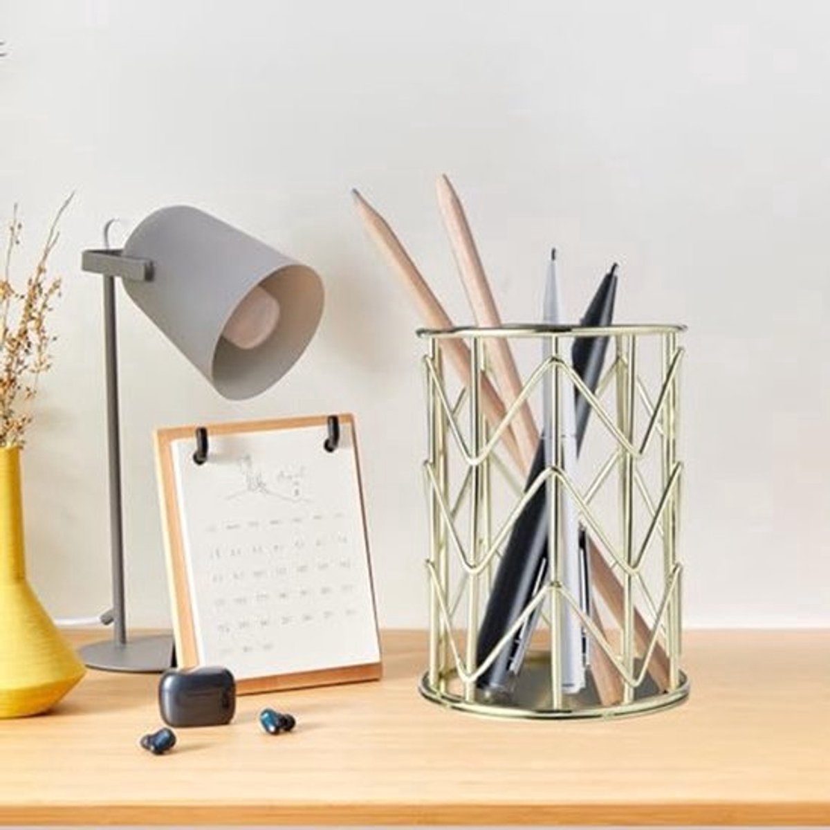 Gouden Penhouder - Openwork Ronde Ijzeren Organizer - Voor Bestek en Kantoorbenodigdheden