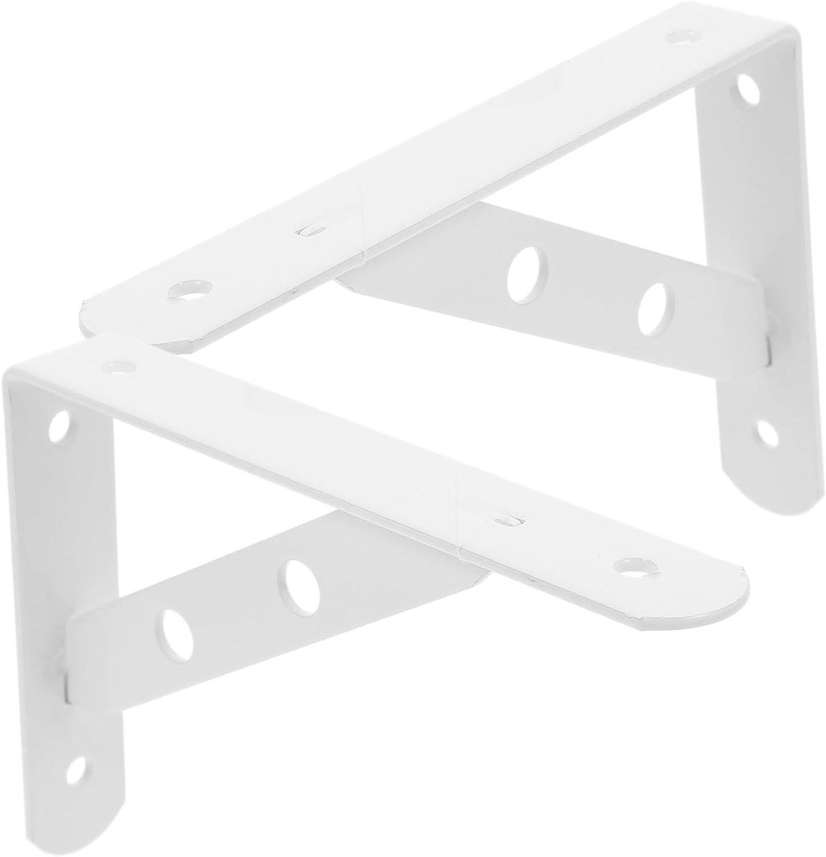Wandplank Beugels - Driehoek Planksteunen - Opbergen en Organiseren - Stabiele Driehoek Constructie - 15.2 x 10.8 cm - Wit