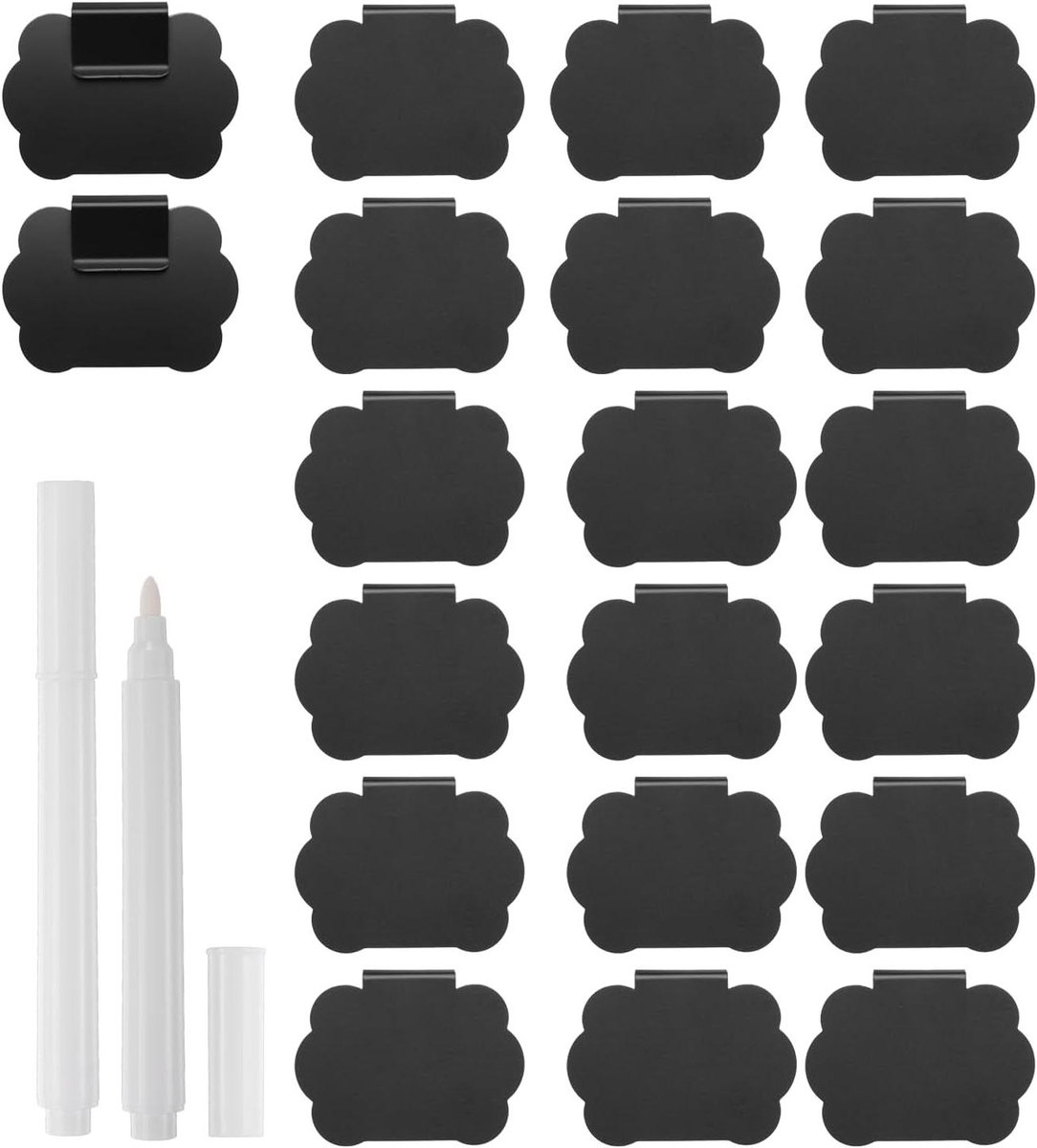 Mand Etiketten - Label Clips - Voorraad Organiseren - Herbruikbaar Afneembaar - 20 stuks - Zwart