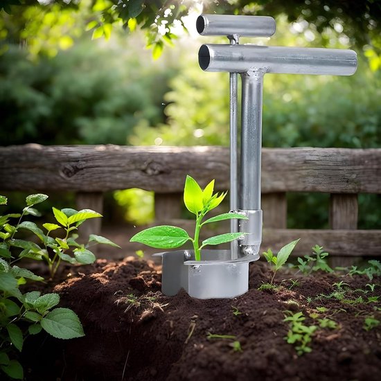 Handplanter Roestvrij Staal - Bollenplanter Tuin - Planten Zonder Moeite - Ergonomisch T-Handvat - Niet Gespecificeerd - Zilverkleurig — afbeelding 4