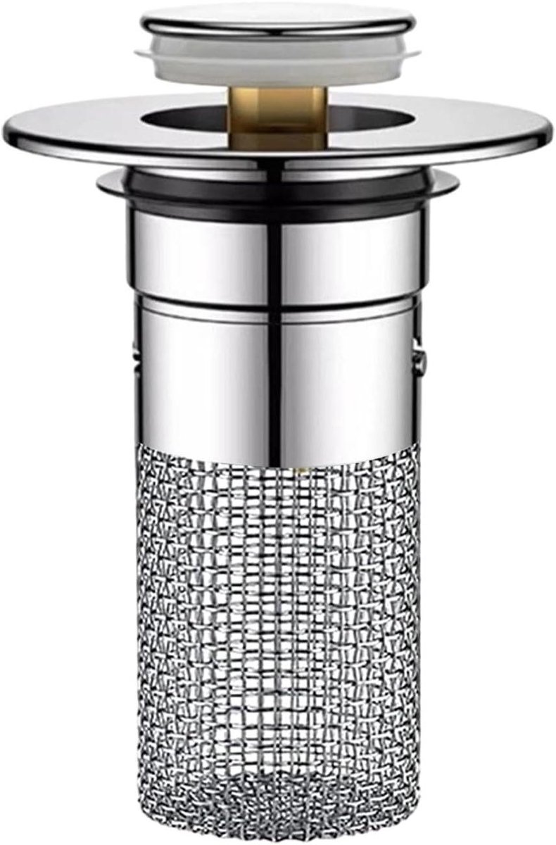 Wastafel Haarvanger - Afvoerfilter Badkamer - Voorkomt Verstoppingen - Pop-up Ontwerp - 6x8 cm - Zilver