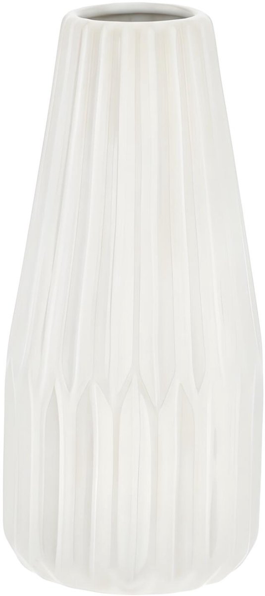 Cepewa Bloemenvaas Sofie - wit - H21 x D10 cm - keramiek - kegelvorm - vaas