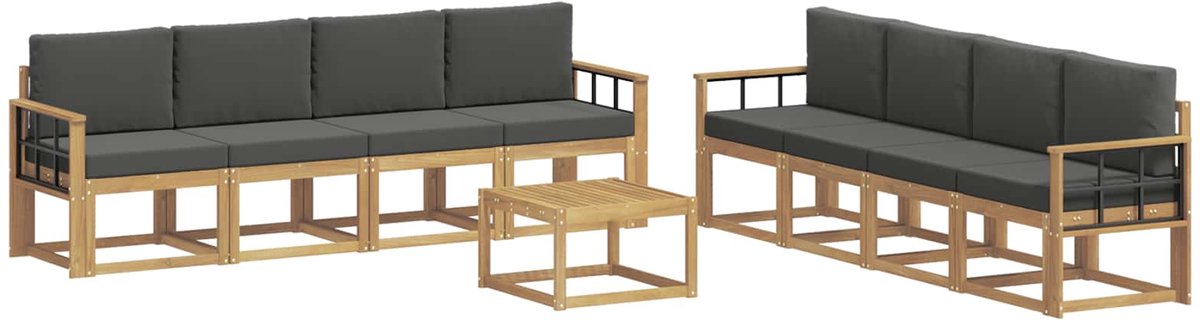 vidaXL Buiten - bank - set - 9 - st - 8-zits - Wit - en - antracietkleurig Wit en antracietkleurig