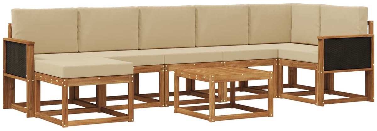 vidaXL Buiten - bank - set - 8 - st - 7-zits - Natuurlijk - en - Beige Natuurlijk en Beige
