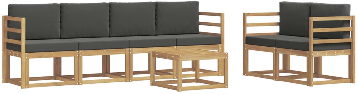 vidaXL Buiten - bank - set - 7 - st - 6-zits - Wit - en - antracietkleurig Wit en antracietkleurig
