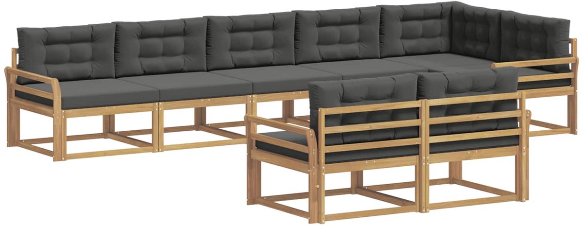 vidaXL Buiten - bank - set - 6 - st - 8-zits - Wit - en - antracietkleurig - Polyester Wit en antracietkleurig